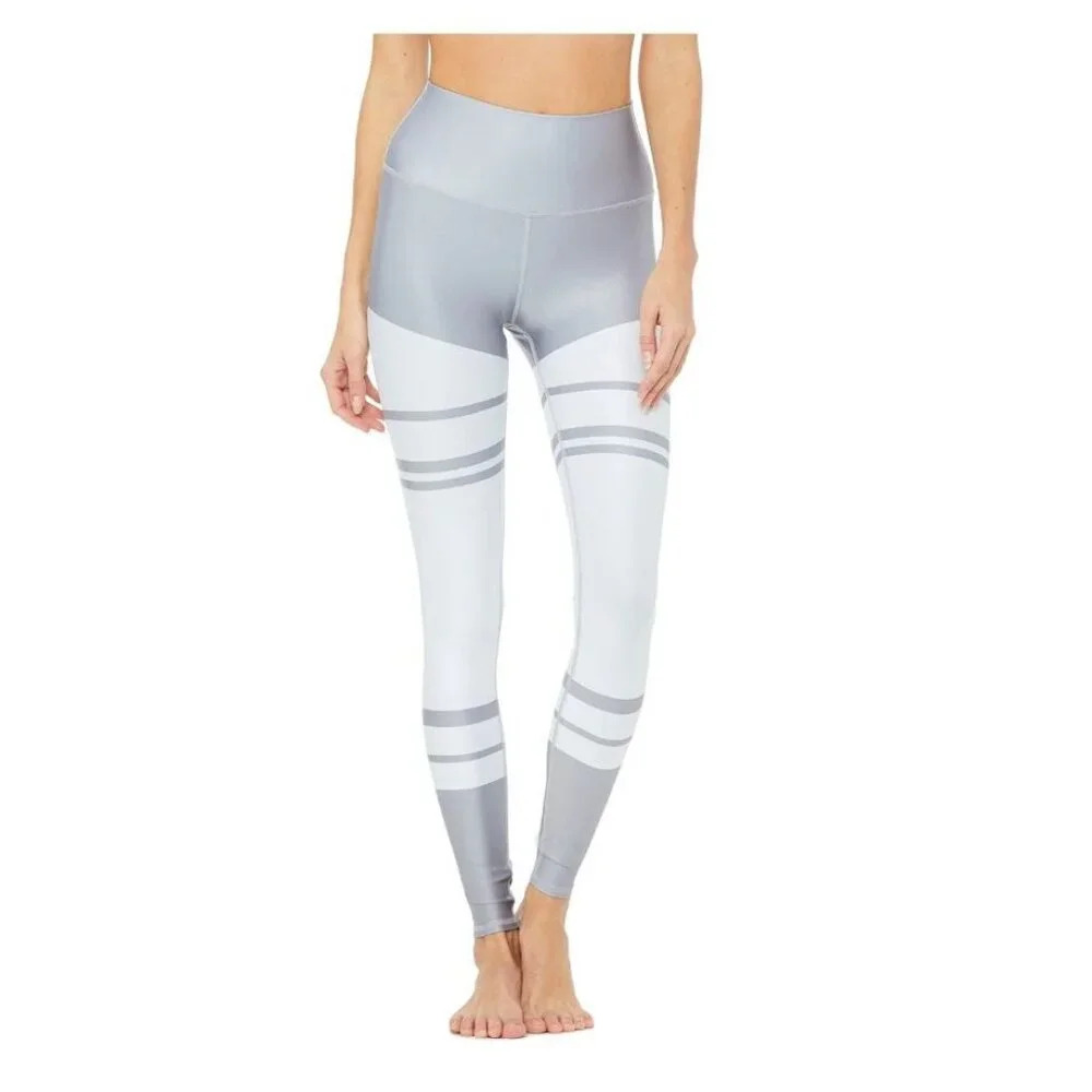 ALO Yoga Gray and White Leggings